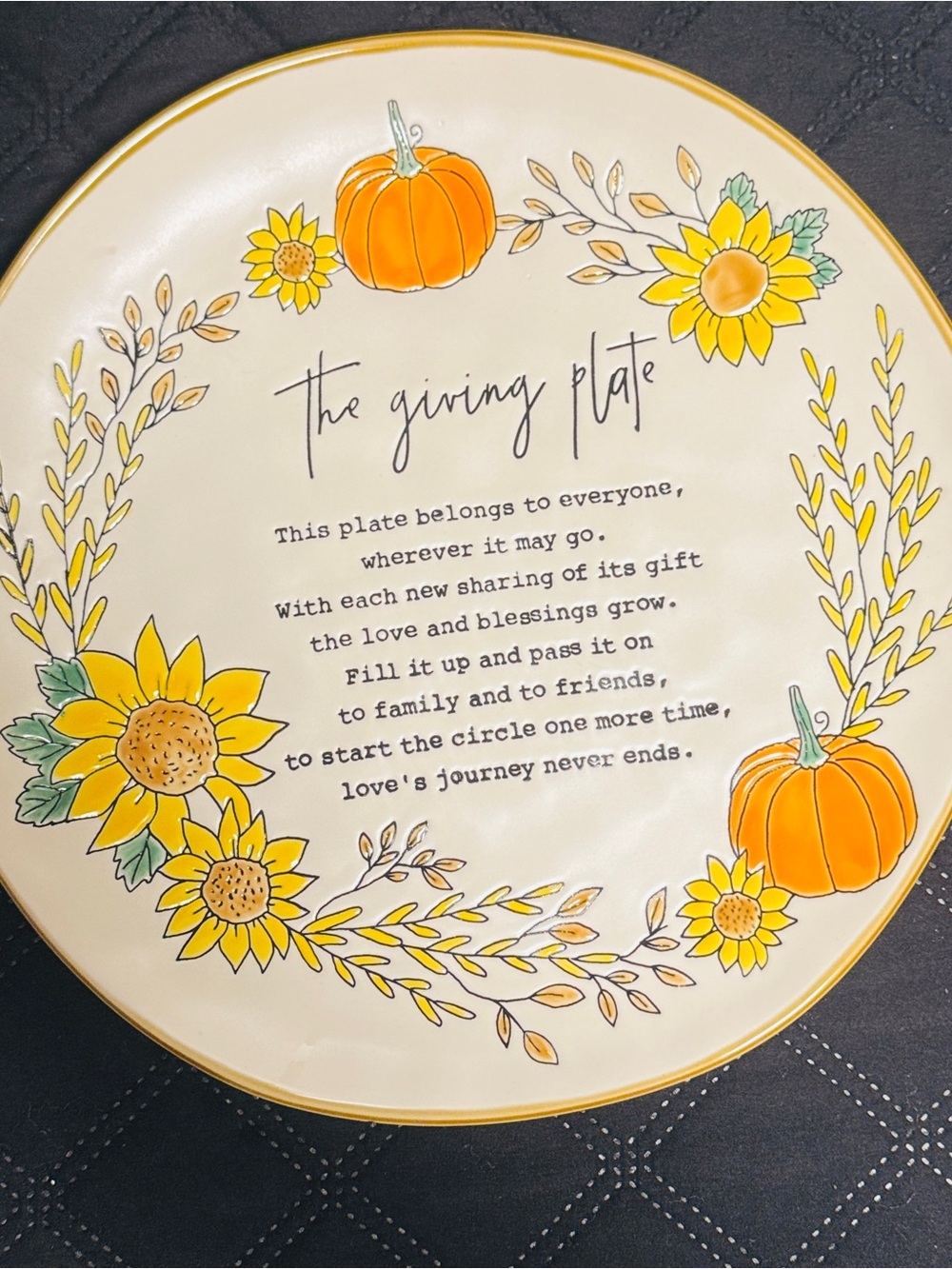 The Giving Plate Ceramic Serving Plate - Cream with Yellow & Orange Accents